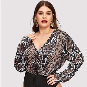 SHEIN Snake Print Plunge Bodysuit